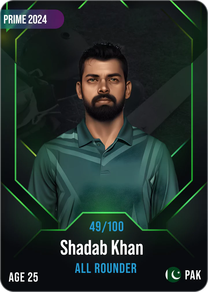 Shadab Khan Pakistan Cricket ALL ROUNDER NFT